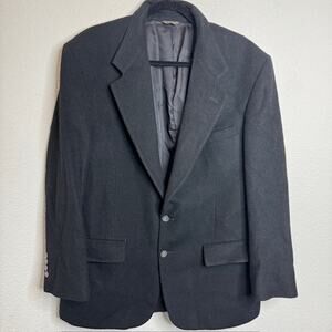 Justers Mens Large 100% Camel Hair Single Breasted Notched Lapel Black Sportcoat